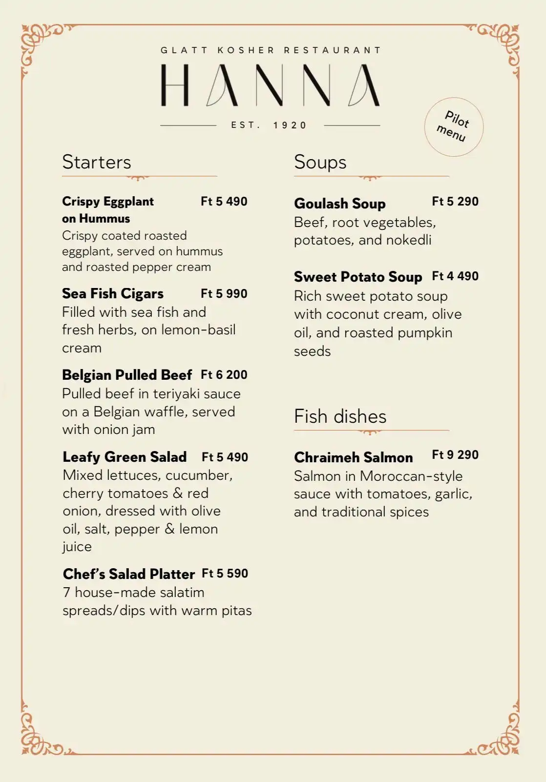 Hanna Restaurant - Menu eng 1